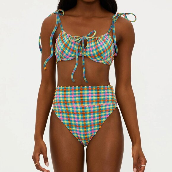 Beach Riot Sunny Side Gingham Highway Bottom - Picture 1 of 10
